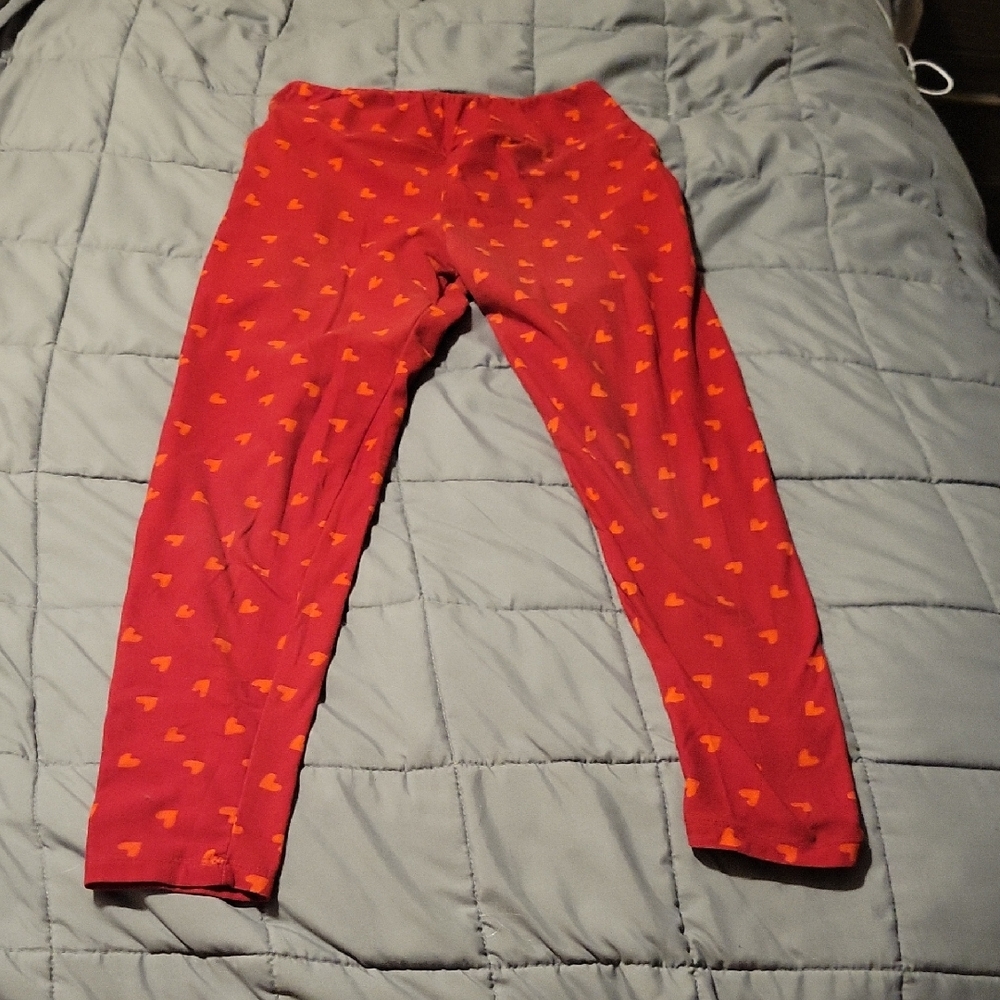 LuLaRoe Red and Orange Heart Leggings